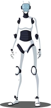 Robot character design in a flat and minimal style showcasing futuristic features art vector