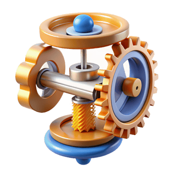 exemplary renaissance Hyper-specific professional render of an isolated, floating, intricate clockwork mechanism with gears and springs Isolated cutout with Transparent Background sharp png