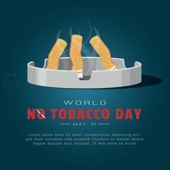 World No Tobacco Day Poster. Cigarette stub in the ashtray vector