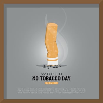 World No Tobacco Day Poster. Cigarette stub vector