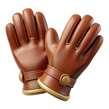 beautiful rustic Ultra-detailed photorealistic professional render, isolated cutout vintage leather gloves with 4K png
