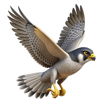 fascinating retro A soaring Peregrine Falcon, wings outstretched, with Transparent Background artisan png