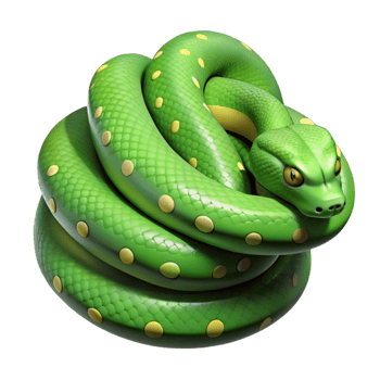 radiant nordic A coiled green tree python with scales with Transparent Background detailed png