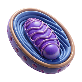 extraordinary celebrated Concept art style, isolated cutout of a biomechanical cellular mitochondrion, ultra-detailed, professional render with Transparent Background png