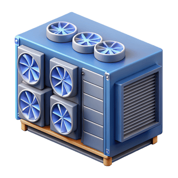 sumptuous mid-century Server rack with cooling fans with Transparent Background studio quality png