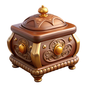 hypnotic classic A small, ornate music box with intricate carvings with Transparent Background professional png