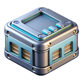 stunning avant-garde Professional render, ultra-detailed, isolated cutout of a futuristic, metallic, data storage device with multiple ports with Transparent Background gallery standard png