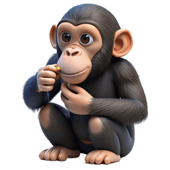 pristine joyful renaissance A grooming chimpanzee, picking at its fur with Transparent Background top-tier png