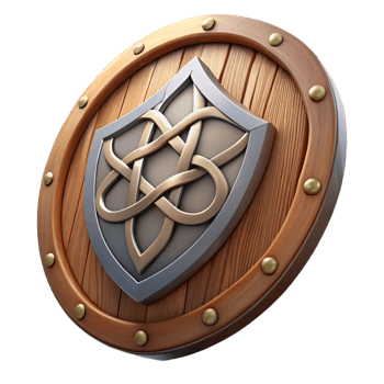 exceptional urban A wooden shield, adorned with a Celtic knot design with Transparent Background ultra HD png