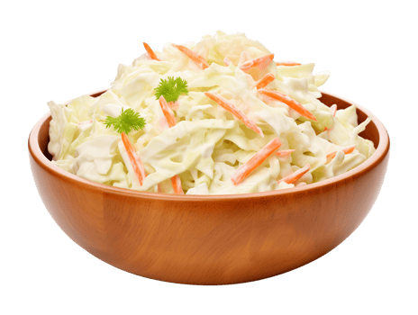 Coleslaw on wooden bowl Isolated on Transparent Background png
