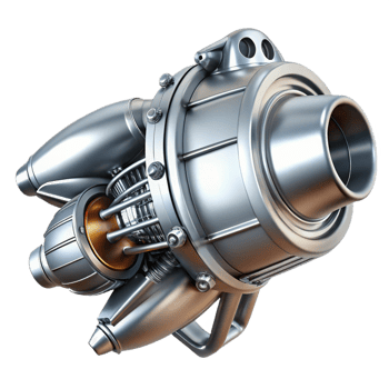 unforgettable avant-garde Sleek silver spaceship engine with visible internal mechanics with Transparent Background gallery standard png