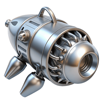 picturesque avant-garde Sleek silver spaceship engine with visible internal mechanics with Transparent Background high resolution png