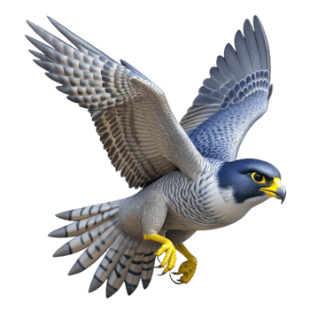 intense splendid A soaring Peregrine Falcon, wings outstretched, with Transparent Background artisan png