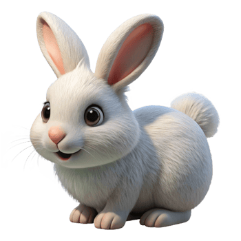 majestic distinctive A fluffy white rabbit, twitching its nose with Transparent Background png