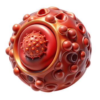 striking bohemian Hyper-specific photorealistic biomechanical blood cell, intricate internal structure, glowing nucleus, metallic membrane, isolated cutout with Transparent Background gallery standard png
