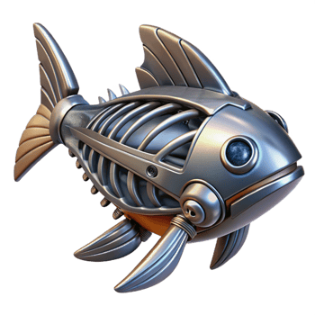 exquisite standout Ultra-detailed isolated cutout biomechanical fish fin, metallic rays, intricate webbing, hydraulic actuators, with Transparent Background png