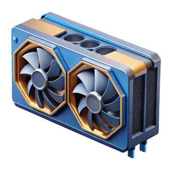 coveted minimalist Ultra-detailed professional render of a single modern graphics card with multiple cooling fans, isolated cutout with Transparent Background 8K png