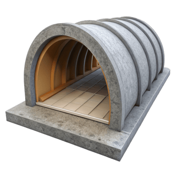 extraordinary intense gothic Tunnel concrete lining section with Transparent Background masterfully captured png