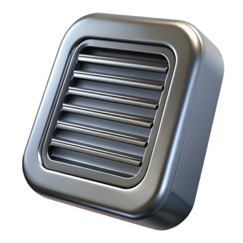 stunning dynamic nordic Metal ventilation grille, with Transparent Background studio quality png