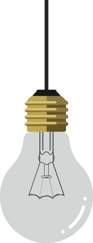 Hanging light bulb design in flat style featuring minimal details and clean lines art vector