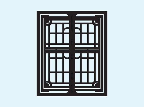 Window Silhouette with Grids and Panes vector