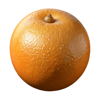 vibrant organic Photorealistic, professional render, hyper-specific isolated cutout of a single, ripe orange with its textured peel with Transparent Background detailed png