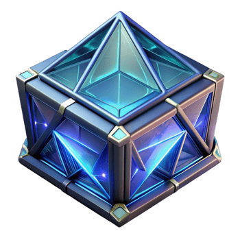memorable art deco Crystalline data storage device with glowing facets and intricate patterns with Transparent Background perfect clarity png