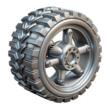 rare impressionist Space rover wheel, metallic, treads, detailed textures with Transparent Background authentic png