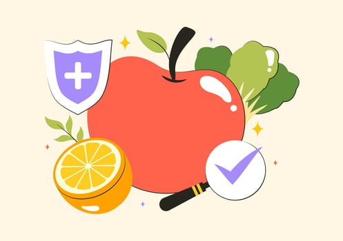 Clean and Safe Food Concept for World Food Safety Day with Colorful Vegetables and Fruits vector