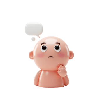 3D Character Thinking with Speech Bubble and Thoughtful Expression png