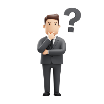 3D Character in Business Suit Thinking with Question Mark png