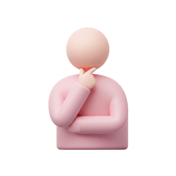 3D Character in Thinking Pose with Hand on Chin png