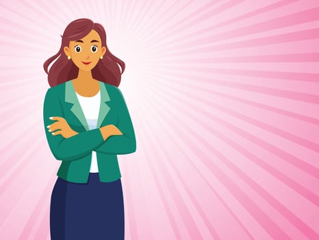 A cartoon woman standing with her arms crossed vector