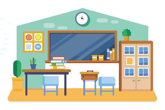 Classroom Illustration with Audio Visual Aids vector