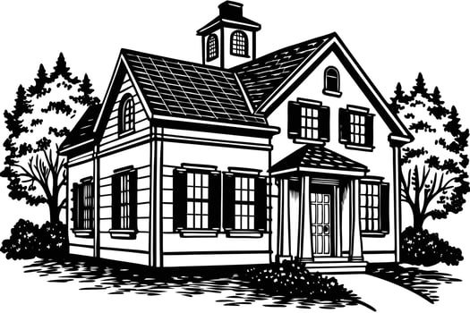New England Style House Illustration vector
