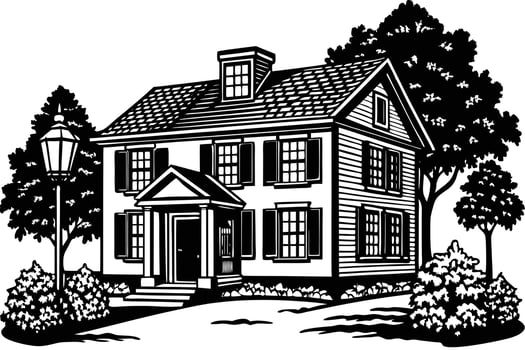 Historic New England Style House Illustration vector