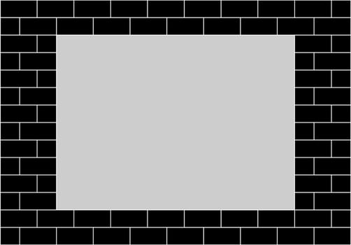 Blank Frame on Black Brick Wall Background vector