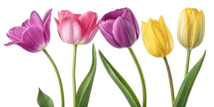 Beautiful tulips in various colors stand gracefully, showcasing elegance of flowers in vibrant display png