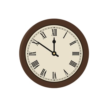 Classic round wall clock design in flat style art vector