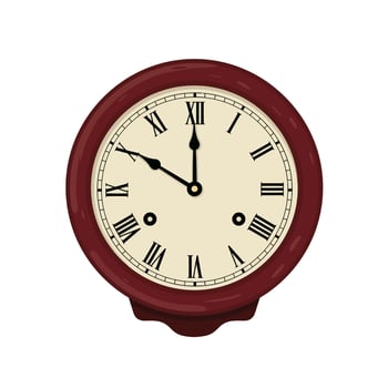Classic round clock design in flat style featuring Roman numerals and elegant details art vector
