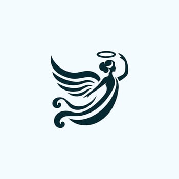 angel logo design with wings and halo vector