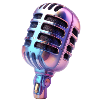 Vibrant 3D Glossy Microphone with Smooth Curves on Transparent Background png