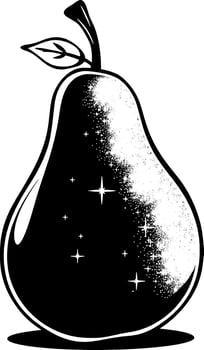 Celestial Pear A Black And White Illustration Of A Pear Filled With Stars And Cosmic Dust vector