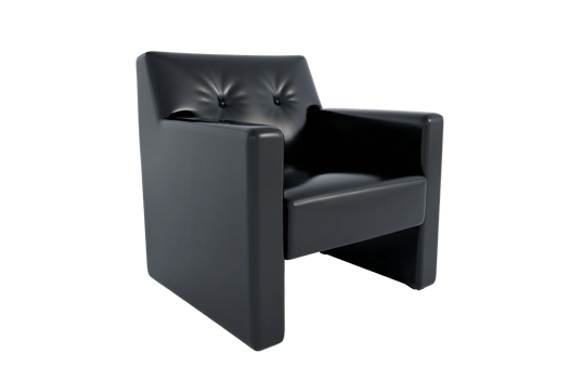 Modern Black Leather Armchair with High Back and Armrests Isolated on a Clean Transparent Background, Showcasing Contemporary Design, Comfortable Seating, and Sleek Material png
