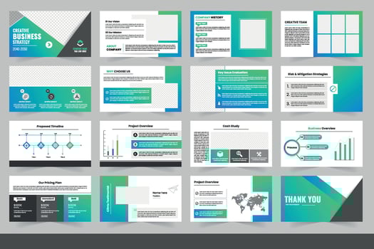 Modern Business Strategy Presentation Highlighting Key Elements and Design FeaturesBusiness presentation template design, Business presentation template design, vector