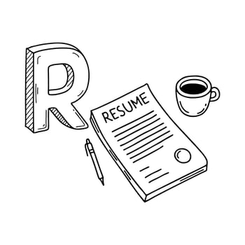 An Illustration of letter R stand for Resume vector