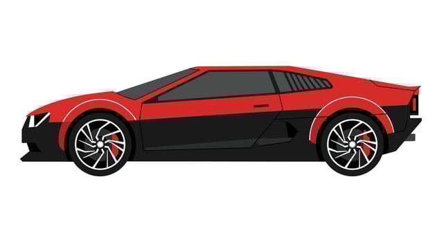 Sleek red sports car design in flat style showcasing dynamic lines illustration vector