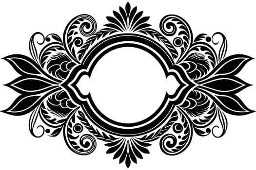 Ornate Black and White Floral Frame Design vector