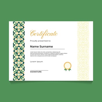 Certificate Template Design with Oriental Geometric Mandala Ornament Border with Stroke Motif vector