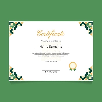 Certificate Template Design with Oriental Geometric Mandala Ornament on The Corner vector